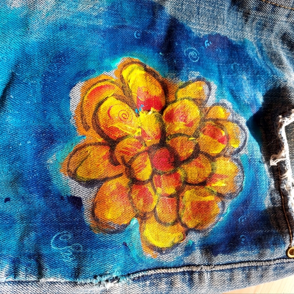 Hand painted vintage Levi Strauss Jean shorts - Picture 7 of 8